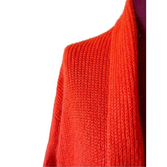 Demylee x J.Crew long open-front cardigan sweater size M Grapefruit Red - Picture 7 of 8